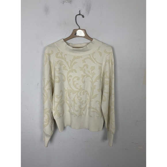 Anthropologie Sweaters - Anthropologie Womens Sweater Medium Ivory Coquette‎ Feminine Sweatshirt Classic